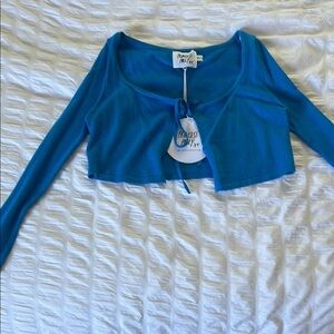 Princess Polly Blue Tue Front Crop Top